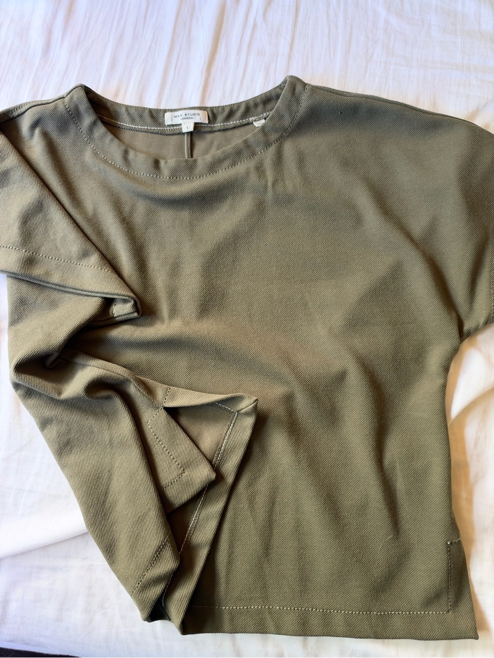 Max Studio Olive Short Sleeve Crewneck Tee